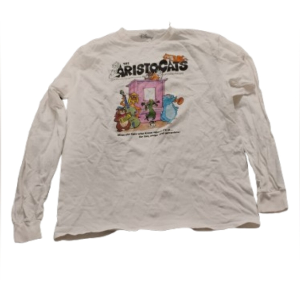 Disney Aristocats Retro Graphic Long Sleeve Tee Shirt Sz M